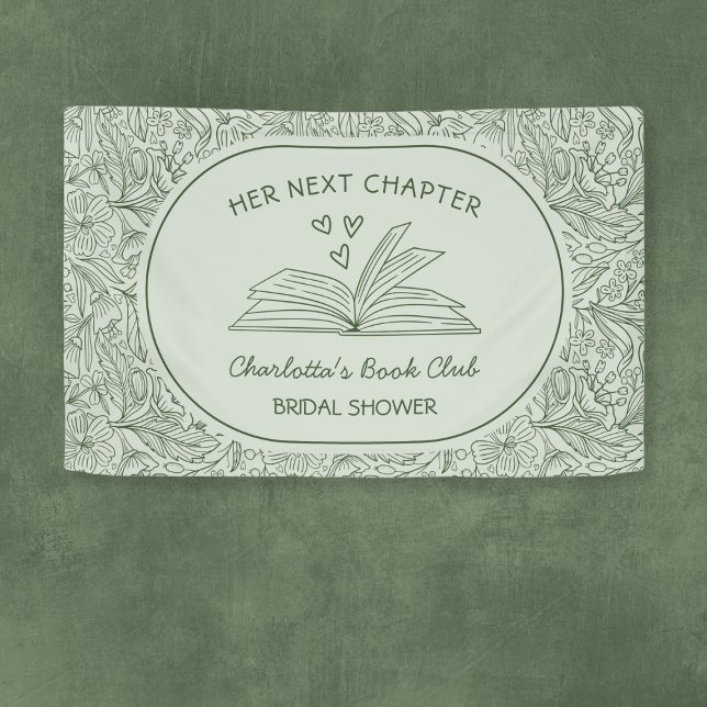 Next Chapter Book Club Green Bridal Shower Banner (Next Chapter Book Club Green Bridal Shower Banner)