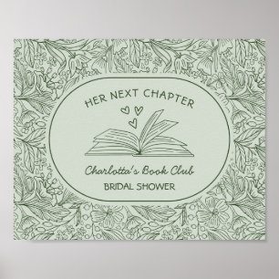 Next Chapter Book Club Green Bridal Shower Poster