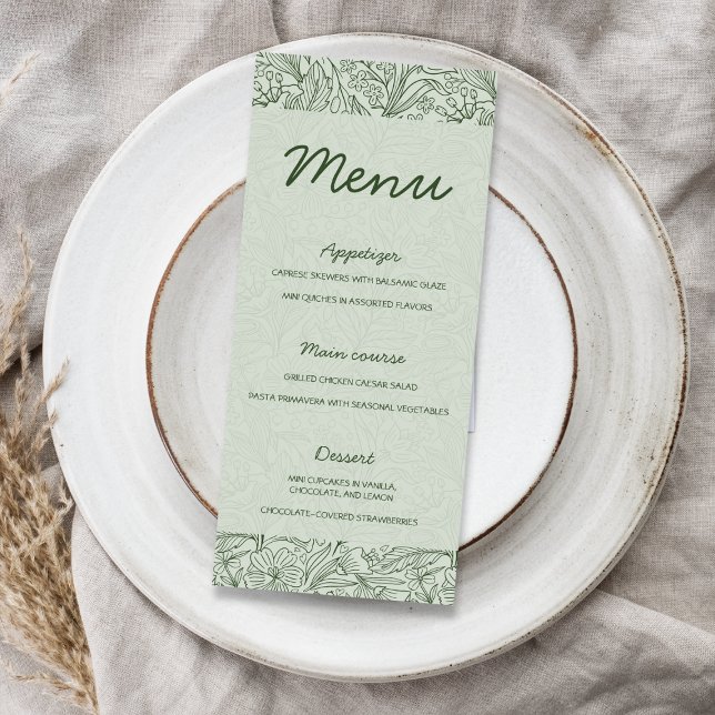 Next Chapter Floral Sage Green Bridal Shower Menu (Next Chapter Floral Sage Green Bridal Shower Menu)