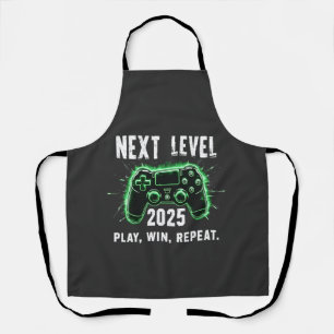 Next Level 2025 Play Win Repeat Funny Gaming Gamer Apron