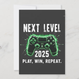 Next Level 2025 Play Win Repeat Funny Gaming Gamer Thank You Card