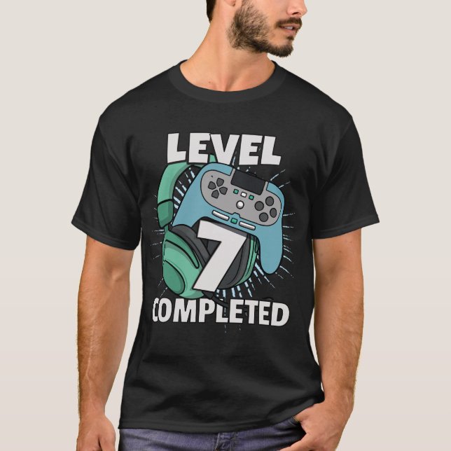 Next Level 7 Year Old Boy Girl 7th Birthday Gaming T-Shirt (Front)