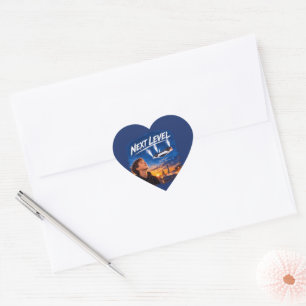 Next Level-Space Rocket and White Sports Car Heart Sticker