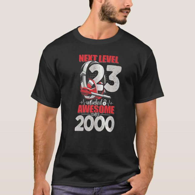 Next Level Unlocked 23 Year Old Boy 2000 Headset G T-Shirt (Front)