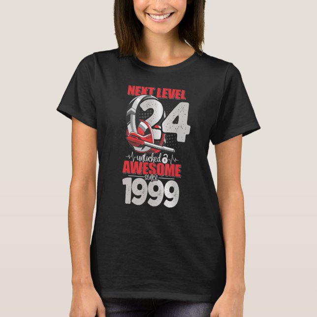 Next Level Unlocked 24 Year Old Boy 1999 Headset G T-Shirt (Front)