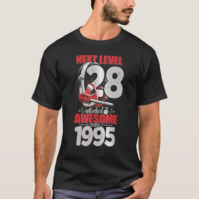 Next Level Unlocked 28 Year Old Boy 1995 Headset G T-Shirt (Front)