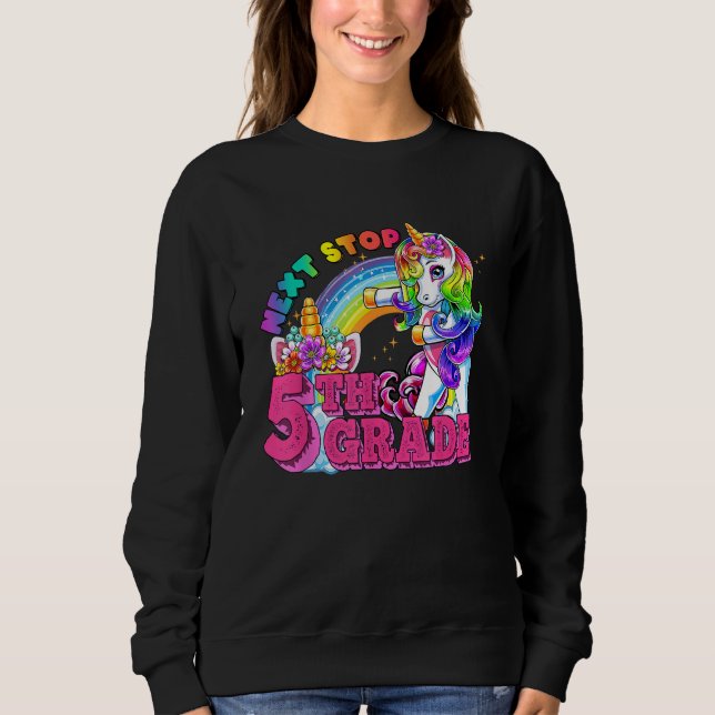 Next stop 5th grade 4th grade Graduation Flossing  Sweatshirt (Front)