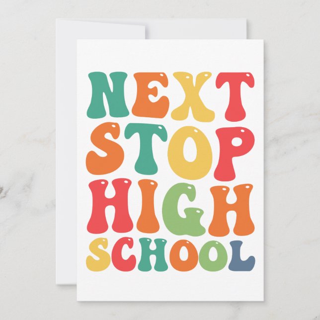 Next Stop High School Funny Groovy Graduation  Invitation (Front)