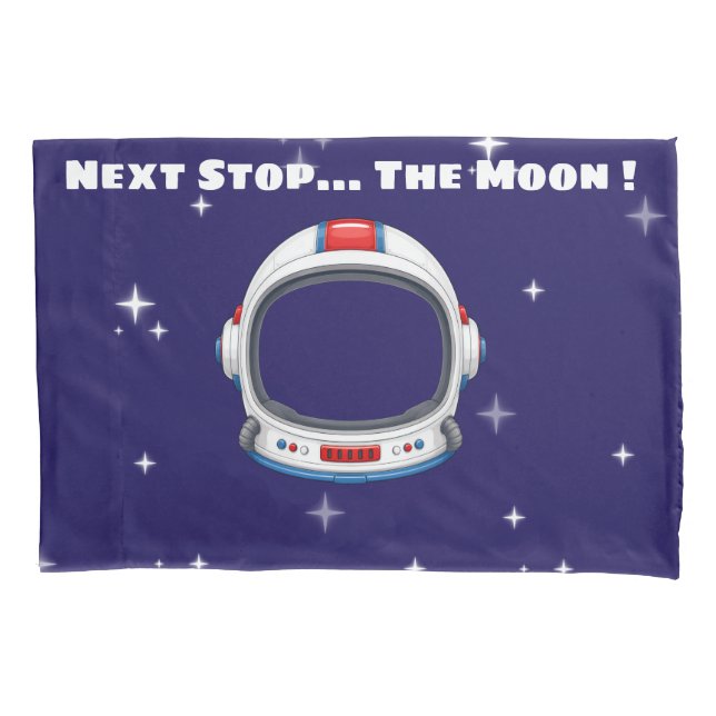 Next Stop The Moon Astronaut Kids Pillowcase (Front-Left)