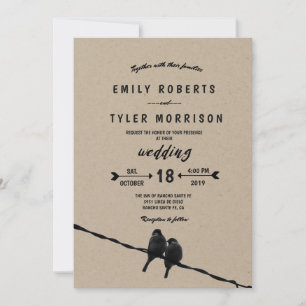 © Next to You Rustic Love Birds Arrow Wedding Invitation