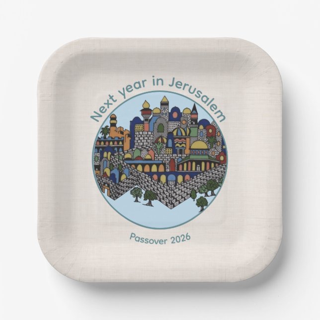 Next Year in Jerusalem Passover Seder Plate  (Front)