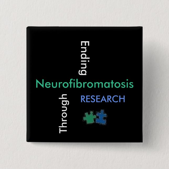 NF - We will find a cure with research! 15 Cm Square Badge (Front)