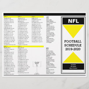 NFL 2019-2020 FOOTBALL SCHEDULE- EDITABLE