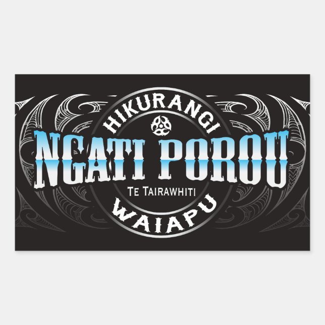 Ngati Porou Lifer Moko Chrome Rectangular Sticker (Front)
