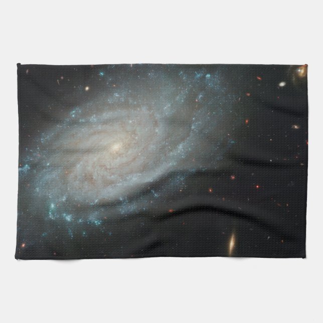 NGC 3370, deep space, spiral galaxy Tea Towel (Horizontal)