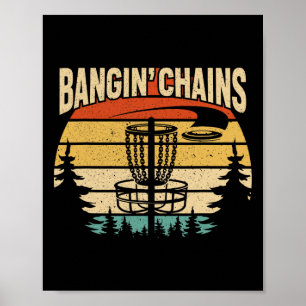 Ngin' Chains Retro Vintage Disc Golf Design Poster