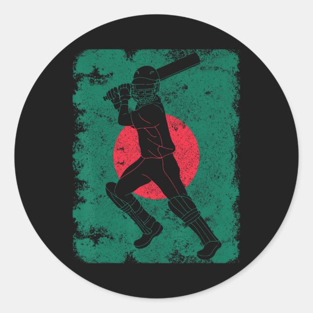 Ngladesh Cricket Player Ngladeshi Flag Pride Vinta Classic Round Sticker (Front)