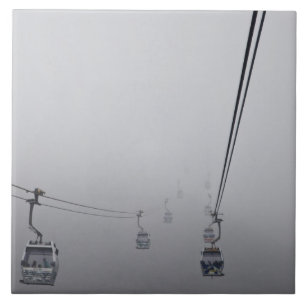 Ngong Ping Cable Car in thick fog Tile