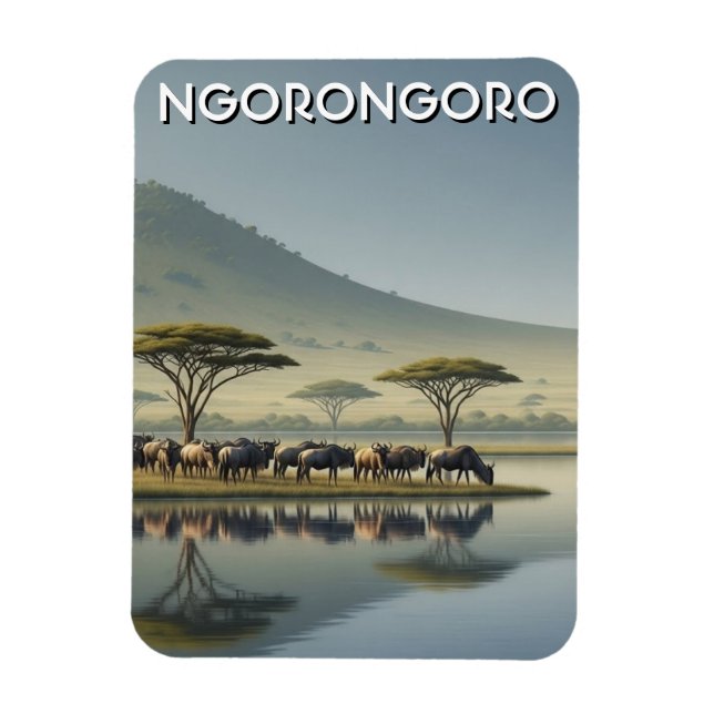 Ngorongoro Tanzania Wildebeest Magnet (Vertical)