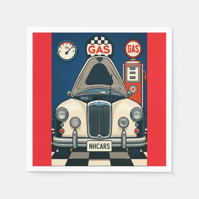 NH Antique Car Illustration Napkins (Front)