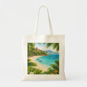 Nha Trang Vietnam Tropical Beach Palm & Coconut Tote Bag