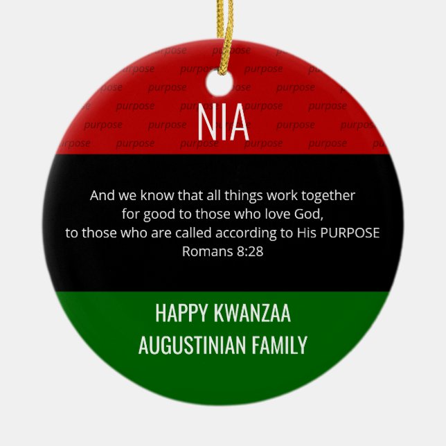 NIA Purpose Kwanzaa Ceramic Tree Decoration (Front)