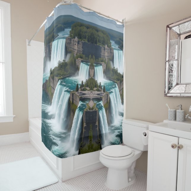 “Niagara Escape – Waterfall Panorama  Shower Curtain (In Situ)