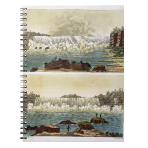 Niagara Falls, 1818 (colour engraving) Spiral Notebook