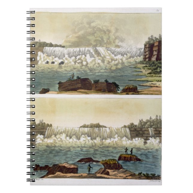 Niagara Falls, 1818 (colour engraving) Spiral Notebook (Front)