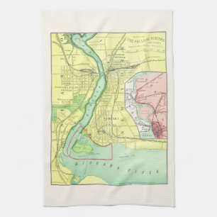 Niagara Falls and Vicinity Vintage Map 1885 Tea Towel