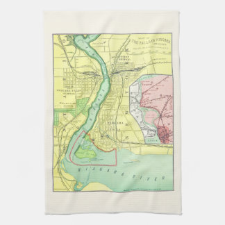 Niagara Falls and Vicinity Vintage Map 1885 Tea Towel