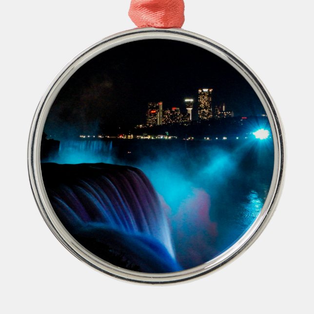 Niagara Falls at night Metal Tree Decoration (Front)