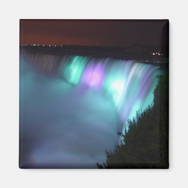 Niagara Falls Canada Night Purple Aqua Magnet (Front)