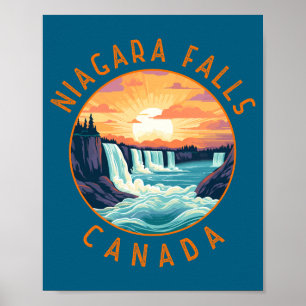 Niagara Falls Canada Retro Distressed Circle _1 Poster