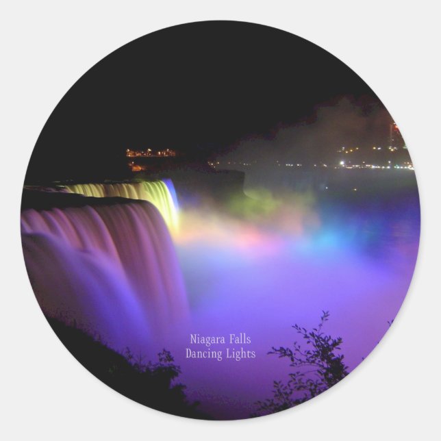 Niagara Falls, Dancing Lights, Classic Round Sticker (Front)