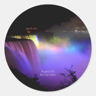 Niagara Falls, Dancing Lights, Classic Round Sticker