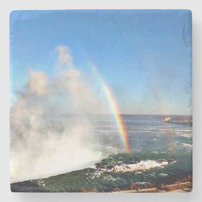 Niagara Falls, Double Rainbow, From Original Photo Stone Coaster (Front)