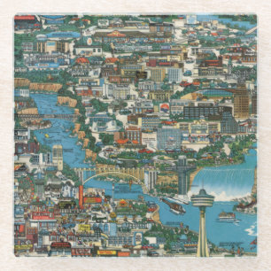 Niagara Falls Map Glass Coaster