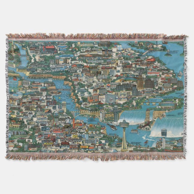 Niagara Falls Map Throw Blanket (Front)