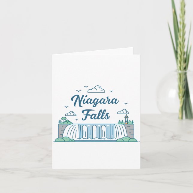 Niagara Falls Minimal Flat Design Illustration Holiday Card (Front)