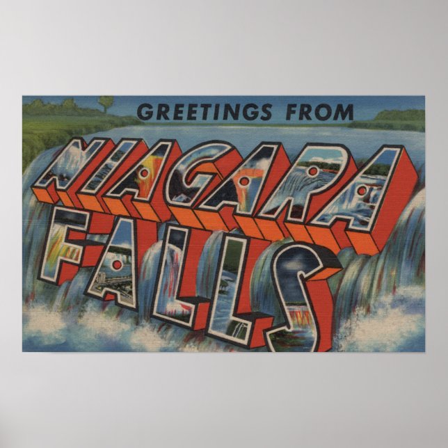 Niagara Falls, New York - Large Letter Scenes Poster (Front)
