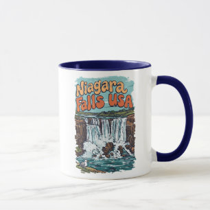 Niagara Falls NY USA Cute Retro Landscape Mug