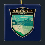 Niagara Falls Ontario Travel Art Vintage Ceramic Ornament<br><div class="desc">Niagara Falls in a vector art style. Its site on the Niagara River's western shore overlooks the Horseshoe Falls,  the cascades' most expansive section.</div>