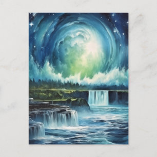 Niagara Falls Starry Night Fantasy Travel Poster Postcard