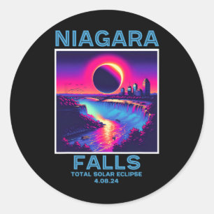 Niagara Falls Total Solar Eclipse 2024 80s New Yor Classic Round Sticker