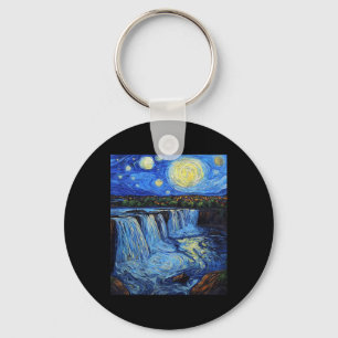 Niagara Falls - Van Gogh Style - Starry Night  Key Ring