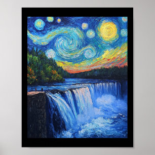 Niagara Falls - Van Gogh Style - Starry Night Poster