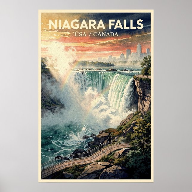 Niagara Falls Vintage Travel Poster (Front)