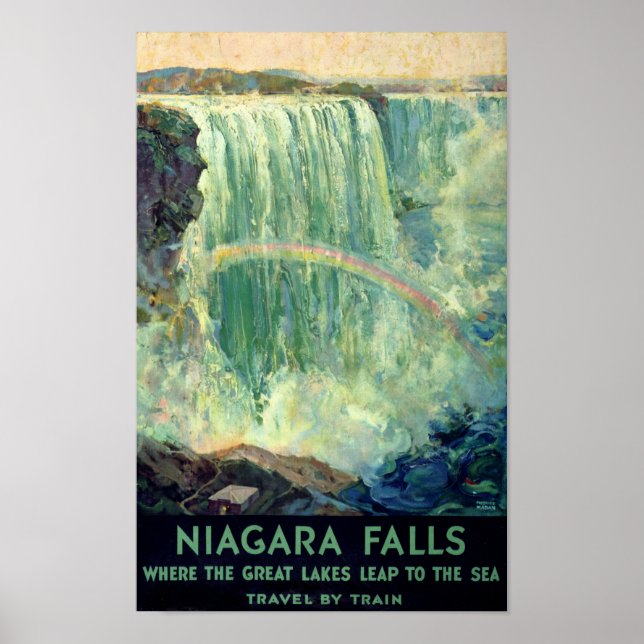 Niagara Falls Vintage Travel Poster Restored (Front)