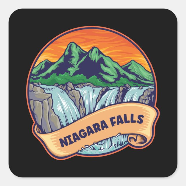 Niagara Falls Waterfall Adventure Square Sticker (Front)